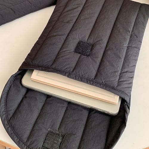 Puffy Laptop Sleeve 13-14 Inch, Soft Laptop Case, Black | Compatible with 15-16 Inch Macbook Pro/Air, Asus/Dell Xps/Lenovo Laptops, Protective Carrying Bag for Women and Men - color: Streak-Black, size: 13/14