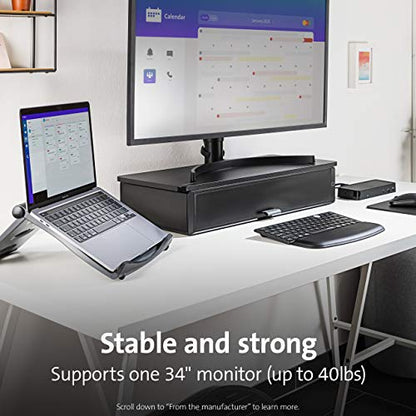 Kensington Monitor Stand Riser UVStand™ with UV Disinfection Compartment, Computer Monitor Stand with Storage Drawer, Desktop Monitor Riser for Monitor Up to 34", Black K55100WW 27" x 14" x 7"