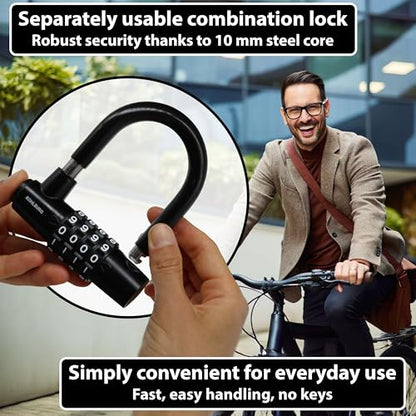 KOHLBURG Combination Cable Bike Lock 6.5ft with Code – 79” Combo Cable Lock | Long Security Steel Cable Lock – Cable with Padlock Combination for Bicycle Garden Furniture Bike Kayak Boat Paddle Board