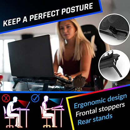 KLIM Wind Laptop Cooling Pad - More Than 500 000 Units Sold - New Version - The Most Powerful Rapid Action Cooling Fan - Laptop Stand with 4 Cooling Fans at 1200 RPM - USB Fan - PS5 PS4 - Blue - color: Blue