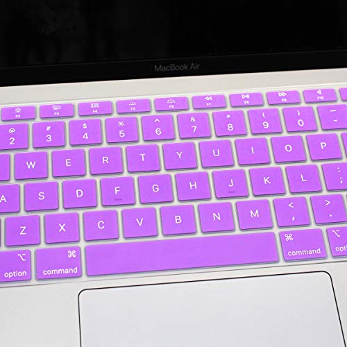 Se7enline for MacBook Air Keyboard Cover 13 inch 2018-2023 A1932 | Silicone Waterproof Dustproof Durable Washable Laptop Accessories US Layout 2023 2022 2021 2020 2019 2018,Purple - color: Purple