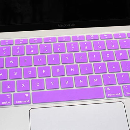 Se7enline for MacBook Air Keyboard Cover 13 inch 2018-2023 A1932 | Silicone Waterproof Dustproof Durable Washable Laptop Accessories US Layout 2023 2022 2021 2020 2019 2018,Purple - color: Purple