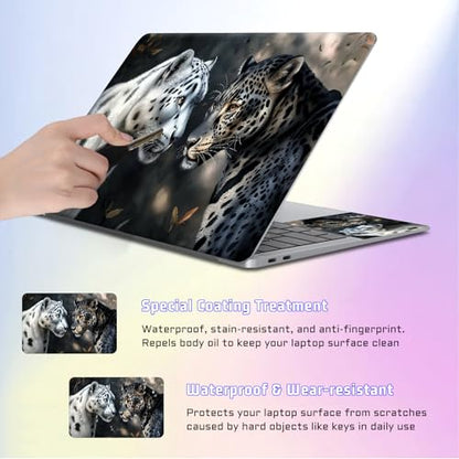 Universal Laptop Skin Sticker Decal, Compatible with MacBook HP Dell Lenovo 12"-15.6", Reusable Vinyl Notebook Cover 3PCS Set, High-Recognition Film-White & Black Leopards - color: White & Black Leopards