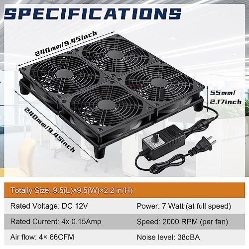 4 x 120mm Small Flat Computer Cooling Fan with Variable Speed Controller for DIY Electronics Router Media TV Box Cabinet Server Equipment Exhaust Ventilation - style: 4 x 120mm