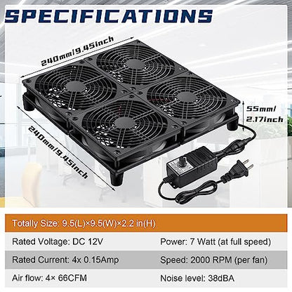 4 x 120mm Small Flat Computer Cooling Fan with Variable Speed Controller for DIY Electronics Router Media TV Box Cabinet Server Equipment Exhaust Ventilation - style: 4 x 120mm
