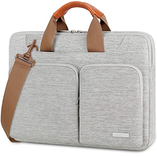 Lacdo 360° Protective Laptop Shoulder Bag for 15 inch MacBook Air M5/A3448 (2026), M4 A3241 2025, M3 A3114, M2 A2941 2024-2023, 15 inch MacBook Pro A1990 A1707, Dell XPS 15 Computer Case Bag, Gray - color: Gray, size: 15 Inch New MacBook Air