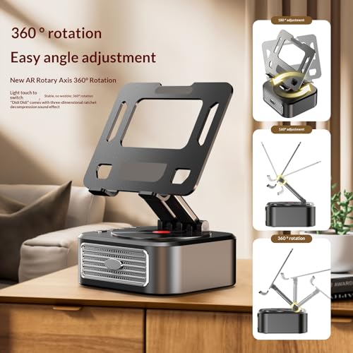 360° Rotating Tablet Desk Holder with Bluetooth Speaker & Battery | Dual Rod Mount Support for iPad Pro 13 12 11 Air Mini 5 4 3 Samsung Tab E-Reader, Tablet Table Stand Holder - color: Black with Bluetooth Speaker