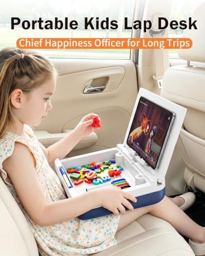 Multifunctional Kids Lap Desk with Storage Cushion (MINI) | Magnetic Pannel, Tablet & Book Stand – Portable iPad Lap Desk for Kids Drawing Writing Learning Playing