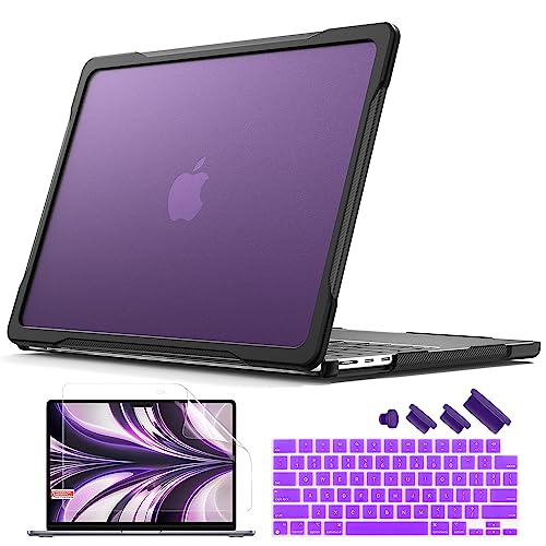 Batianda Ultimate Slim Case for MacBook Air 13.6 inch 2022-2026, Violet | Fits M2/M3/M4/M5 Model, Lightweight Slim Design, Carbon Fiber Side Texture, Matte Translucent Rugged Hybrid Protective Shell - color: S-Dark Violet