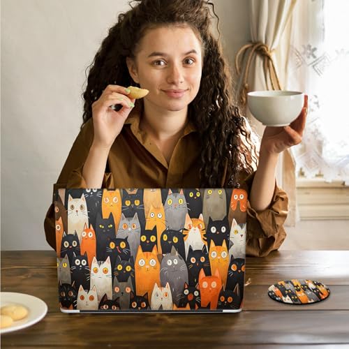 Laptop Skin Sticker Decal 15.6 Inch,12 13 13.3 14 15 15.6 in Laptop Netbook Skins for Notebook,Art Decal Removable Waterproof Scratch Resistant,Universal Vinyl Cover,Cute Cartoon Cat - color: Cute Cartoon Cat