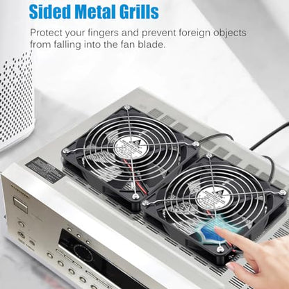 GDSTIME Dual 140mm USB Fan with Speed Control, 5V Powered DC Cooling Cooler | Low Noise, High Airflow, Brushless Computer Fans, for Receiver DVR PlayStation Xbox Computer Cabinet Cooling - size: 140x25mm