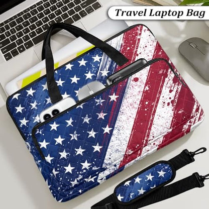 Laptop Sleeve, Laptop Cover with Adjustable Strap Computer Bag Tablet Notebook Sleeves Handbag Messenger Briefcase - color: American Flag Prints