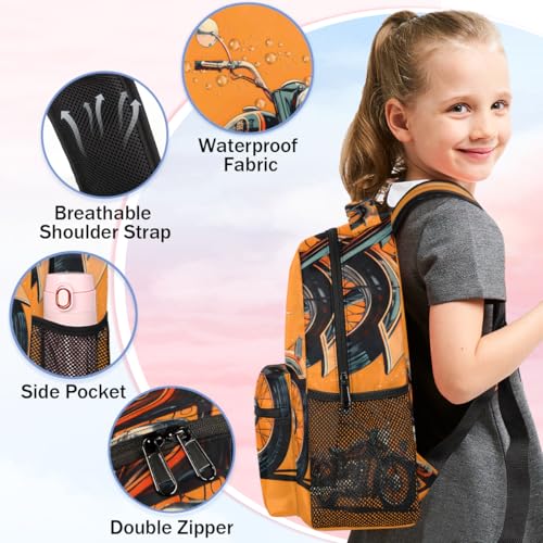 Motorcycle Theme Backpack for Women Men Shoulder Computer Laptop Adults Backpack Sports Hiking Gym Workout Travel Casual Daypack