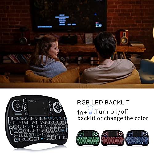 iPazzPort (Upgrade Mini Bluetooth Keyboard with Touchpad Handheld, Backlit Mini Wireless Keyboard with 2.4G USB Dongle for Android TV Box/FireStick/Laptop/PC 21SM