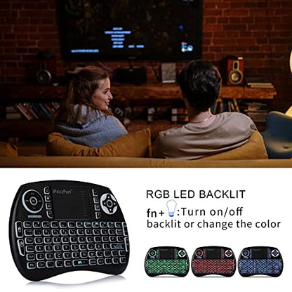 iPazzPort (Upgrade Mini Bluetooth Keyboard with Touchpad Handheld, Backlit Mini Wireless Keyboard with 2.4G USB Dongle for Android TV Box/FireStick/Laptop/PC 21SM