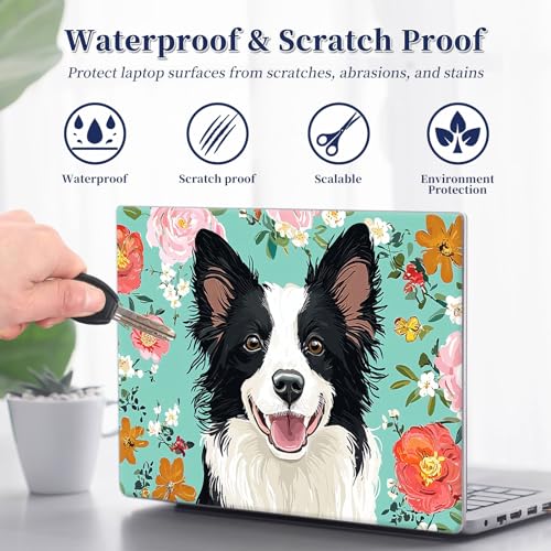 Universal Laptop Protective Skin,Trim-to-Fit Vinyl Sticker for 13–16 Inch Laptop,MacBook,Tablet & Notebook,Scratch-Proof Waterproof Cover,Flower Dog - color: Flower Dog