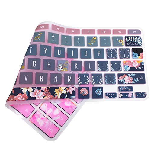 Silicon Keyboard Cover for 11.6" Lenovo Chromebook C330 C340, Flex 11, 100e 300e 500e N20 N21 N22 N23, 14" N42 N42-20, Red Flower - color: Red flower