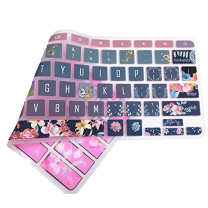 Keyboard Skin for Acer Chromebook Spin 11 311 CP311 511 512/Chromebook Premium R11 CB5-132T CB3-131/Chromebook R 13 CB5-312T/Chromebook 14 CP5-471/Chromebook 15 CB3-532 C910, Red Flower