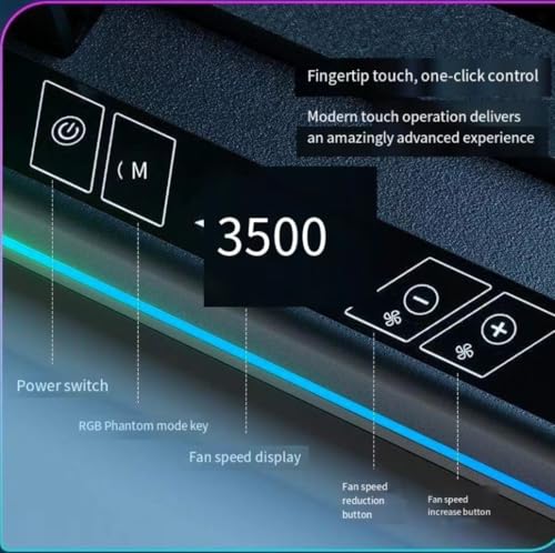 Cooling Pad for Razer Blade Pro 17"(2016) Gaming Laptop Cooler with Powerful Turbo Cooling Fan Can Fast Cooling CPU+GPU 40°C, Variable Speed,6 RGB Light Mode,Touch Control, LCD Screen, 3 USB-A Port
