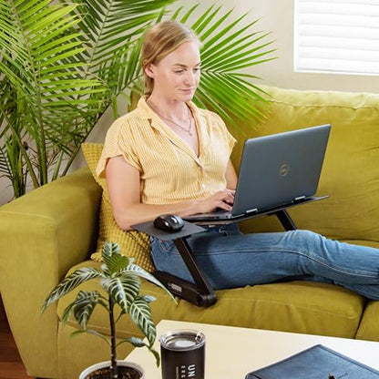 Uncaged Ergonomics WorkEZ Adjustable Laptop Stand for Desk, Laptop Stand Adjustable Height, Foldable Aluminum Cooling Computer Holder & Riser for Desk Bed, Black, XL - color: XL-Black