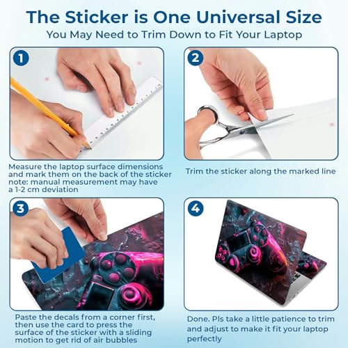 Reusable Universal Laptop Skin Sticker, Cut to Fit for 11.6–15.6 Inch Laptops, Waterproof Protective Film, No-Residue - Pink Damaged Controller - color: Pink Damaged Controller