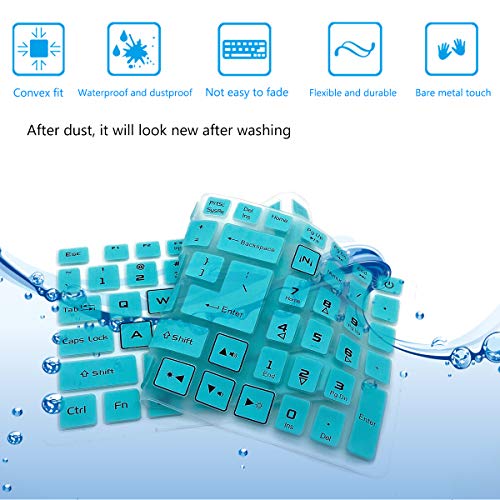 2PCS Keyboard Cover for Acer Nitro 5, Nitro 16 AN16-51/41, Nitro 17 AN17-51/41, Predator Helios 16 18 PH16-71 PH18-71, Predator Helios 300 PH315-55/54/53 PH317-53/54, Nitro 5 AN515-58/57/56/55//45/44 - color: HotBlue+Clear