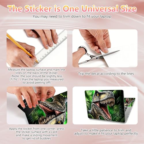 Laptop Skin Sticker Decal 12" 13" 13.3" 14" 15" 15.6",Waterproof Scratch Resistant Vinyl,Reusable Easy to Apply,for MacBook HP Dell Notebooks Netbooks Laptop,2 Wrist Pads,Dinosaur Green Forest - color: Dinosaur Green Forest