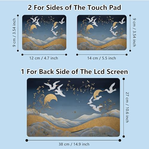 Universal Laptop Skin Sticker with 2 Wrist Pad Skins, Waterproof Scratch Resistant Vinyl Laptop Cover Decal, Cut to Fit for 11–15.6 Inch MacBook HP Dell Lenovo, Crane Golden Cloud - color: Crane Golden Cloud