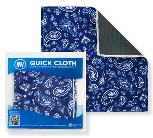 Microfiber Wholesale Quick Cloth Glasses Cleaning Cloths 8x8 Paisley Blue | 1-Pack with Case | Double-Sided Lens Cleaner Eyeglasses, Camera, Screens & Glass | Reusable Microfiber Glass Polishing Cloths - color: Blue Paisley, size: 8"x8"