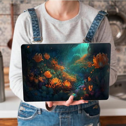 Universal Laptop Skin Sticker with 2 Wrist Pad Skins, Waterproof Scratch Resistant Vinyl Laptop Cover Decal, Cut to Fit for 11–15.6 Inch MacBook HP Dell Lenovo, Flowers Sea at Night - color: Flowers Sea at Night