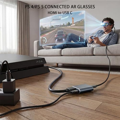HDMI to USB-C AR Glasses Adapter, 4K 60Hz, for HDMI Source Devices | Fits XREAL One/Viture/RayNeo Air/Rokid AR Glasses and USB C Portable Monitor Connecting Switch 2, PS4/5, Xbox, Laptops(HDMI)