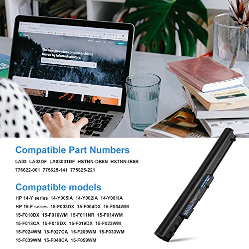 29WH 776622-001 775625-141 775825-221 Laptop Battery for HP Spare LA03 LA03DF LA03031DF HSTNN-DB6N HSTNN-IB6R 14-Y series 14-Y005lA 14-Y002lA 14-Y001lA 15-F series 15-F003DX 15-F004DX 15-F004WM - size: 10.3*1.56*0.85inch LA03