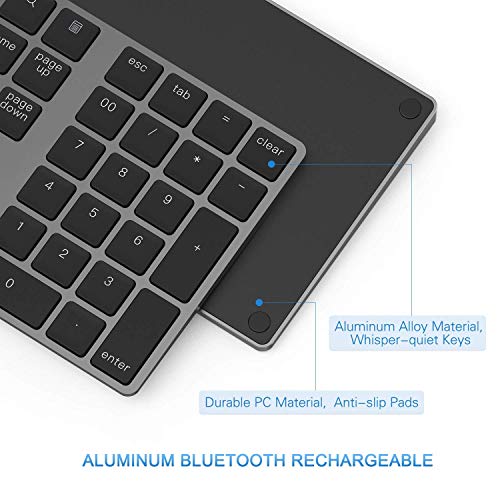 Bluetooth Number Pad, Lekvey Aluminum Rechargeable Wireless Numeric Keypad Slim 34-Keys External Numpad Keyboard Data Entry Compatible for Macbook, MacBook Air/Pro, iMac Windows Laptop Surface Pro etc - color: Bluetooth - Black