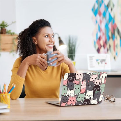 Universal Laptop Skin, DIY Cut-to-Fit Vinyl Cover Compatible with HP, Dell, Lenovo, Mac (13.3" to 15.6"), Anti-Scratch, No Residue & Bubble-Free Protective Decal Sticker, Cute Pastel Cat Pattern - color: Cute Pastel Cat Pattern