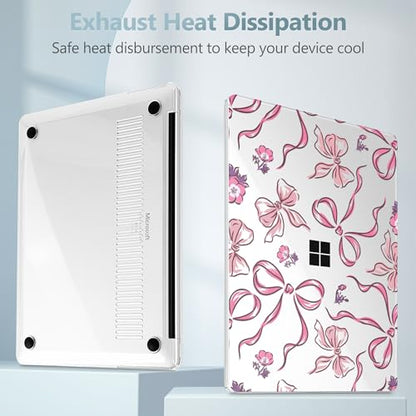 Mektron Printed Case for 2025 Microsoft Surface Laptop Windows 11 Copilot+ PC Surface Laptop 13 inch Touchscreen Display Cover Fits Model 2095, Flowers-Bows-Pink - color: Flowers-Bows-Pink