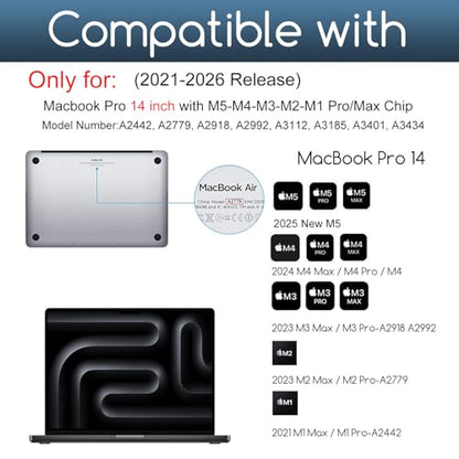 Palm Rest Skin for MacBook Pro 14 inch (M5 M4 M3 M2 M1 Pro/Max Chip, 2026-2021) with TrackPad Cover Film, MacBook Pro 14 Protective Cover Skin Palm Sticker (Silver)