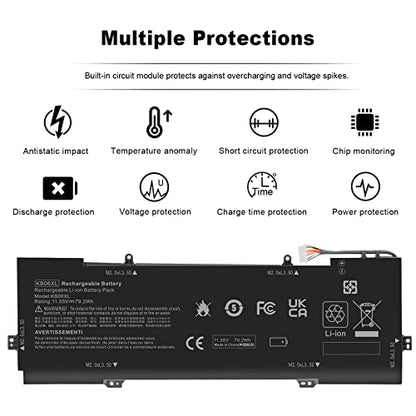 KB06XL Laptop Battery Replacement for HP Spectre X360 15-BL002XX 15-BL000NA 15-BL030NG 15-BL000 15-BL0XX 15-BL1XX 15-BL002XX 15-BL012DX 2PG91EA Z6L01EA HSTNN-DB7R TPN-Q179 902401-2C1 902499-855 - size: KB06XL 14.17, 7.68, 0.91in