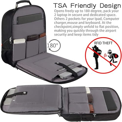 18.4 inch Gaming Laptop Backpacks,Big Capacity TSA Friendly RFID Anti Theft Pocket College Heavy Duty Computer Work bag for Men - color: Grey