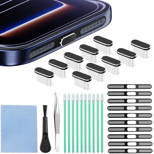 USB C Dust Plug with Speaker Cover Type C Charging Port Protector Cover | 10 PACK USB C Port Cover Compatible with iPhone 17 Pro Max - color: For iPhone 17 Pro Max (Black)