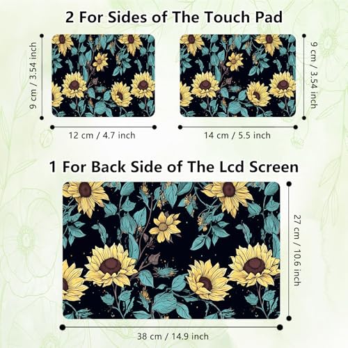 Laptop Skin Sticker Decal, Universal Reusable Vinyl Laptop Cover for 12" 13" 13.3" 14" 15" 15.4" 15.6" Notebook PC, Waterproof Scratch-Resistant with 2 Wrist Pads, Easy to Apply & Remove,Art Flowers - color: Art Flowers