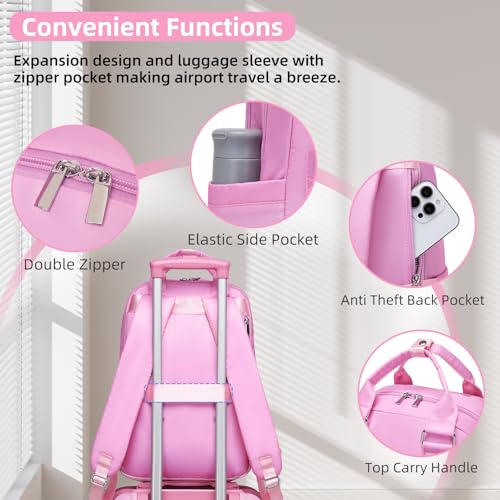 LARVENDER Carry on Luggage Sets 3 Piece, 20 Inch Suitcases, Peach Sparkling | 22x14x9 Airline Approved, Gradient PC+ABS Hardshell, Smooth 360° Wheels, TSA Lock, 3-Piece Set with Color-matched Backpack - color: Peach Sparkling-20BP, size: 3 Piece Set (Back