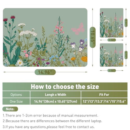15-15.6 inches Netbook Laptop Skin Sticker Decal Reusable Cover Protector for 11.6 12 13 13.3 14 15 15.4 Notebook Chromebook PC, Scratch-Resistant Waterproof I Sage Green Wildflower Blooms - color: Sage Green Wildflower Blooms