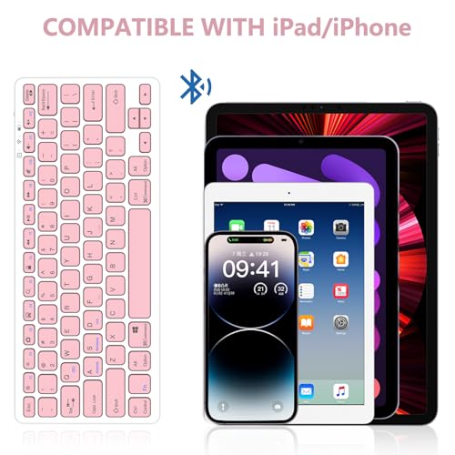 TaIYanG Bluetooth Keyboard for iPad Wireless Keyboard Compatible with iPad A16 11th 10th Generation, 10.2(9th/8th/7th Gen), Air/Pro/Mini and All Bluetooth Devices (Light Pink) - color: Light Pink