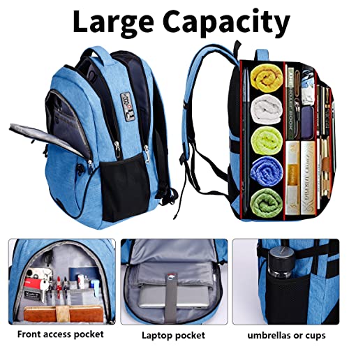 SHRRADOO Travel Laptop Backpack for Men Women, 17 Inch College Computer Bag | Anti Theft Backpack with Combination Lock, Carry On Flight Approved, Fit 17 Inch Laptop, Computer College Bag, Work Daypack - color: Sky Blue
