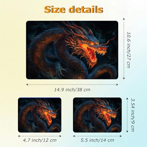 Universal Laptop Skin Sticker with 2 Wrist Pad Decals, 3-Piece Removable Vinyl Laptop Cover, Fire Dragons Waterproof Anti-Scratch, Easy-Trim Fit for 13.3" 14" 15.6" Laptops - color: Fire Dragon