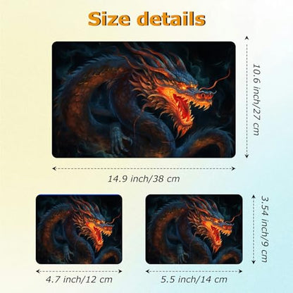 Universal Laptop Skin Sticker with 2 Wrist Pad Decals, 3-Piece Removable Vinyl Laptop Cover, Fire Dragons Waterproof Anti-Scratch, Easy-Trim Fit for 13.3" 14" 15.6" Laptops - color: Fire Dragon