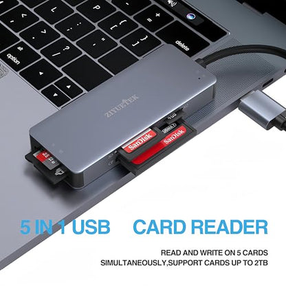 CF Card Reader,USB 3.0 to Compact Flash Memory Card Reader Adapter 5Gbps Read 5 Cards Simultaneously for SDXC, SDHC, SD, Micro SDXC, Micro SD, Micro SDHC, M2, MS, CF and UHS-I Card (Grey) - size: USB-3.0