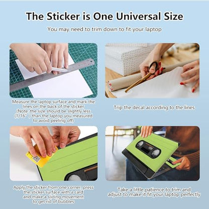 Universal Laptop Skin Sticker with 2 Wrist Pad Skins, Waterproof Scratch Resistant Vinyl Laptop Cover Decal, Cut to Fit for 11–15.6 Inch MacBook HP Dell Lenovo, Green Tape - color: Green Tape