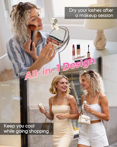 Clip-On Portable Fan for Strollers, 13500RPM Mini Handheld Turbo Travel Fan | Rechargeable 360° Rotatable, LED Display, 4 Gear High Speed Turbo, Travel Cruise Concert Office Makeup Ideal, Women Men Gifts - color: Ivory