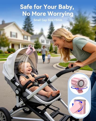 Clip-On Portable Fan with Ice Cooling, 20000 RPM Rechargeable Handheld Turbo Fan, 360° Rotating Detachable Clip, Mini Stroller Fan for Baby, Compact Travel Essentials, Summer Gifts for Women,Pink - color: Pink